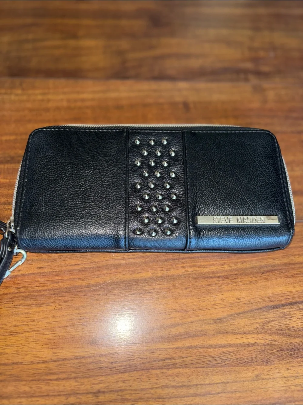 Steve Madden Black Studded Zip Wallet Wristlet